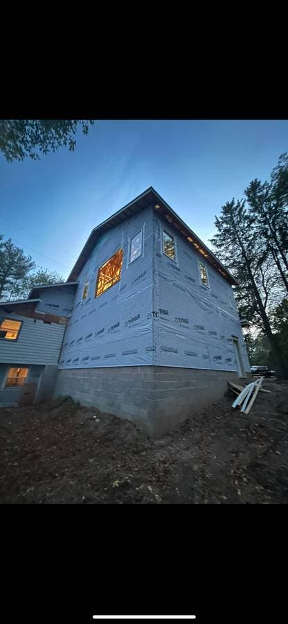 Home with underlayment