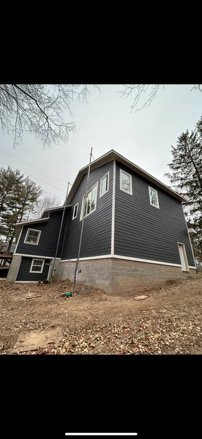 Home with gray vinyl siding